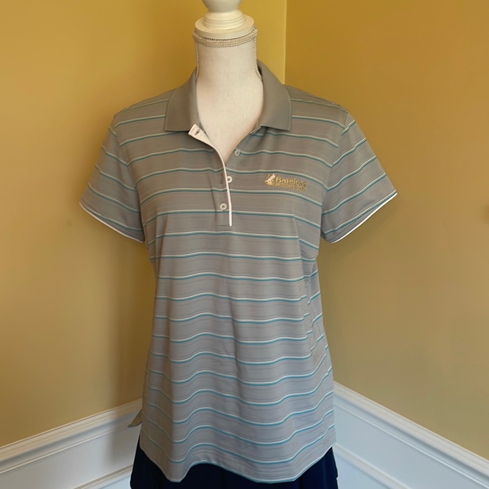 Adidas Barefoot Gray Striped Golf Polo